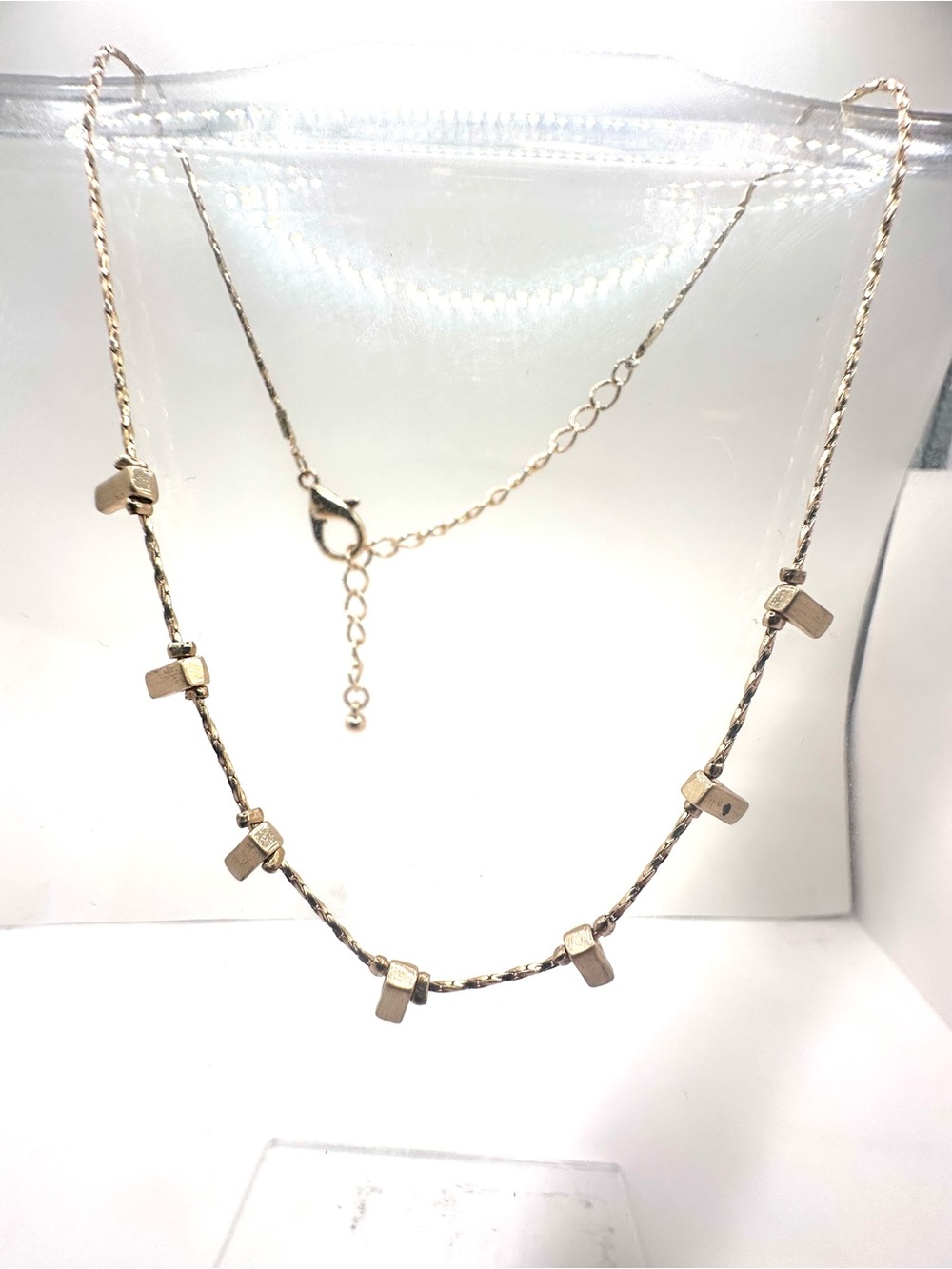 Fashion: Gold-Tone Dainty Bead Station Necklace